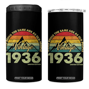 90th Birthday 4 in 1 Can Cooler Tumbler Vintage 1936 Weird Being the Same Age as Old People 90 Year Old Gift