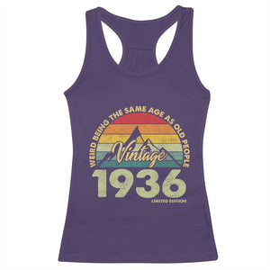 90th Birthday Racerback Tank Top Vintage 1936 Weird Being the Same Age as Old People 90 Year Old Gift