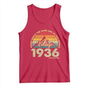 90th Birthday Tank Top Vintage 1936 Weird Being the Same Age as Old People 90 Year Old Gift