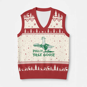 Philly Goose V-Neck Knit Sweater Vest Funny PFE Fan Silly Gooses TS10 Beige Red Print Your Wear