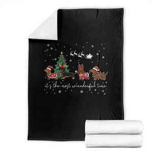Dachshund Christmas Throw Blanket Funny Weiner Dog Lovers Its The Most Wienderful Time TS10 Black Print Your Wear