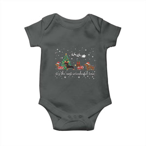 Dachshund Christmas Baby Onesie Funny Weiner Dog Lovers Its The Most Wienderful Time TS10 Dark Heather Print Your Wear