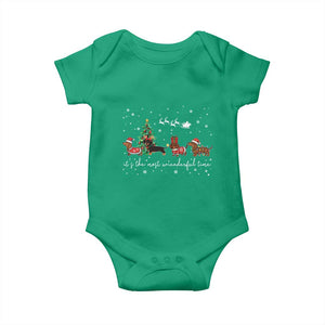 Dachshund Christmas Baby Onesie Funny Weiner Dog Lovers Its The Most Wienderful Time TS10 Irish Green Print Your Wear