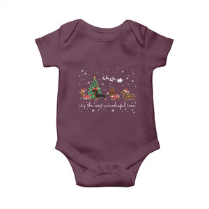 Dachshund Christmas Baby Onesie Funny Weiner Dog Lovers Its The Most Wienderful Time TS10 Maroon Print Your Wear