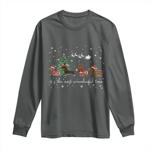 Dachshund Christmas Long Sleeve Shirt Funny Weiner Dog Lovers Its The Most Wienderful Time TS10 Dark Heather Print Your Wear