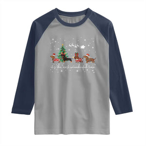 Dachshund Christmas Raglan Shirt Funny Weiner Dog Lovers Its The Most Wienderful Time TS10 Sport Gray Navy Print Your Wear