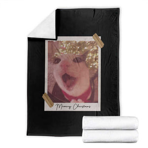 Meowy Christmas Throw Blanket Funny Cat Lovers Xmas Vintage Photo TS10 Black Print Your Wear