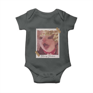 Meowy Christmas Baby Onesie Funny Cat Lovers Xmas Vintage Photo TS10 Dark Heather Print Your Wear