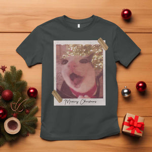 Meowy Christmas T Shirt Funny Cat Lovers Xmas Vintage Photo TS10 Dark Heather Print Your Wear