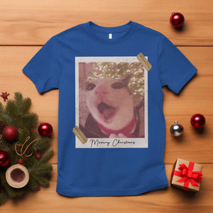 Meowy Christmas T Shirt Funny Cat Lovers Xmas Vintage Photo TS10 Royal Blue Print Your Wear