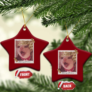 Meowy Christmas Ceramic Ornament Funny Cat Lovers Xmas Vintage Photo TS10 Print Your Wear