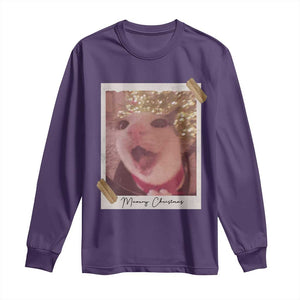 Meowy Christmas Long Sleeve Shirt Funny Cat Lovers Xmas Vintage Photo TS10 Purple Print Your Wear