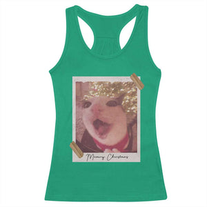 Meowy Christmas Racerback Tank Top Funny Cat Lovers Xmas Vintage Photo TS10 Irish Green Print Your Wear