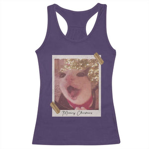 Meowy Christmas Racerback Tank Top Funny Cat Lovers Xmas Vintage Photo TS10 Purple Print Your Wear