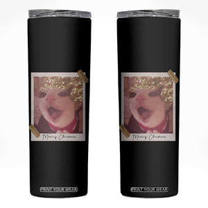 Meowy Christmas Skinny Tumbler Funny Cat Lovers Xmas Vintage Photo TS10 Black Print Your Wear