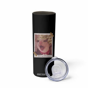 Meowy Christmas Skinny Tumbler Funny Cat Lovers Xmas Vintage Photo TS10 Print Your Wear