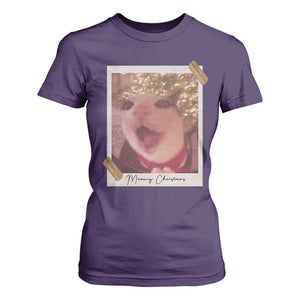 Meowy Christmas T Shirt For Women Funny Cat Lovers Xmas Vintage Photo TS10 Purple Print Your Wear