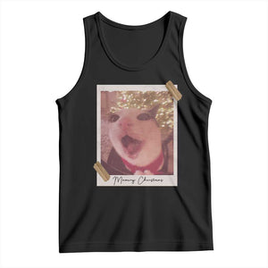 Meowy Christmas Tank Top Funny Cat Lovers Xmas Vintage Photo TS10 Black Print Your Wear