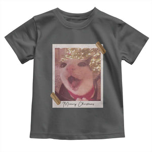 Meowy Christmas Toddler T Shirt Funny Cat Lovers Xmas Vintage Photo TS10 Dark Heather Print Your Wear