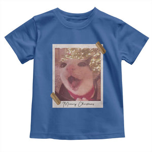 Meowy Christmas Toddler T Shirt Funny Cat Lovers Xmas Vintage Photo TS10 Royal Blue Print Your Wear