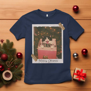 Meowy Christmas T Shirt Cute Cat Lovers Xmas Retro Vintage Photo TS10 Navy Print Your Wear