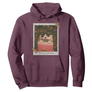 Meowy Christmas Hoodie Cute Cat Lovers Xmas Retro Vintage Photo TS10 Maroon Print Your Wear