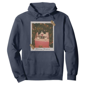 Meowy Christmas Hoodie Cute Cat Lovers Xmas Retro Vintage Photo TS10 Navy Print Your Wear