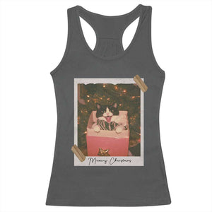 Meowy Christmas Racerback Tank Top Cute Cat Lovers Xmas Retro Vintage Photo TS10 Dark Heather Print Your Wear