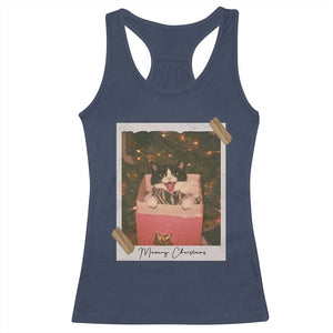 Meowy Christmas Racerback Tank Top Cute Cat Lovers Xmas Retro Vintage Photo TS10 Navy Print Your Wear