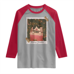 Meowy Christmas Raglan Shirt Cute Cat Lovers Xmas Retro Vintage Photo TS10 Sport Gray Red Print Your Wear