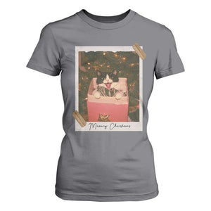 Meowy Christmas T Shirt For Women Cute Cat Lovers Xmas Retro Vintage Photo TS10 Charcoal Print Your Wear