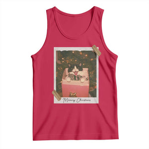 Meowy Christmas Tank Top Cute Cat Lovers Xmas Retro Vintage Photo TS10 Red Print Your Wear