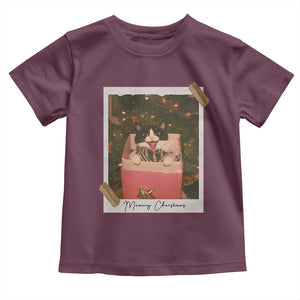 Meowy Christmas Toddler T Shirt Cute Cat Lovers Xmas Retro Vintage Photo TS10 Maroon Print Your Wear
