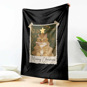 Meowy Christmas Throw Blanket Funny Cat Xmas Tree Retro Vintage Photo TS10 Print Your Wear