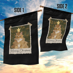 Meowy Christmas Garden Flag Funny Cat Xmas Tree Retro Vintage Photo TS10 Print Your Wear