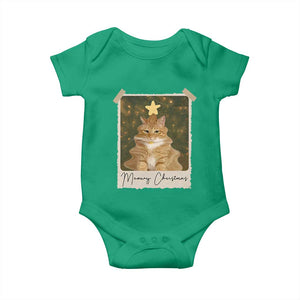 Meowy Christmas Baby Onesie Funny Cat Xmas Tree Retro Vintage Photo TS10 Irish Green Print Your Wear