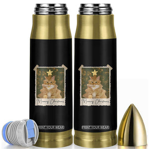 Meowy Christmas Bullet Tumbler Funny Cat Xmas Tree Retro Vintage Photo TS10 Black Print Your Wear