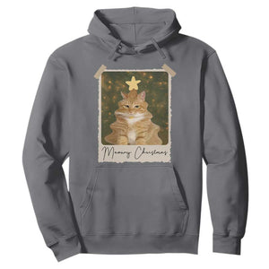 Meowy Christmas Hoodie Funny Cat Xmas Tree Retro Vintage Photo TS10 Charcoal Print Your Wear