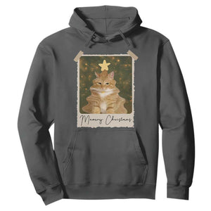 Meowy Christmas Hoodie Funny Cat Xmas Tree Retro Vintage Photo TS10 Dark Heather Print Your Wear