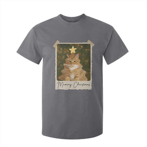 Meowy Christmas T Shirt For Kid Funny Cat Xmas Tree Retro Vintage Photo TS10 Charcoal Print Your Wear