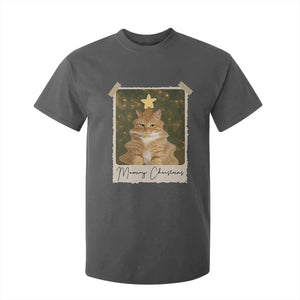 Meowy Christmas T Shirt For Kid Funny Cat Xmas Tree Retro Vintage Photo TS10 Dark Heather Print Your Wear