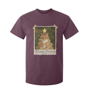Meowy Christmas T Shirt For Kid Funny Cat Xmas Tree Retro Vintage Photo TS10 Maroon Print Your Wear