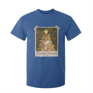 Meowy Christmas T Shirt For Kid Funny Cat Xmas Tree Retro Vintage Photo TS10 Royal Blue Print Your Wear