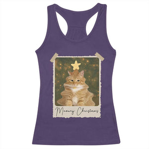 Meowy Christmas Racerback Tank Top Funny Cat Xmas Tree Retro Vintage Photo TS10 Purple Print Your Wear