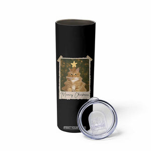 Meowy Christmas Skinny Tumbler Funny Cat Xmas Tree Retro Vintage Photo TS10 Print Your Wear