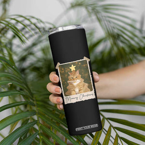 Meowy Christmas Skinny Tumbler Funny Cat Xmas Tree Retro Vintage Photo TS10 Print Your Wear