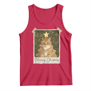 Meowy Christmas Tank Top Funny Cat Xmas Tree Retro Vintage Photo TS10 Red Print Your Wear