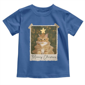 Meowy Christmas Toddler T Shirt Funny Cat Xmas Tree Retro Vintage Photo TS10 Royal Blue Print Your Wear