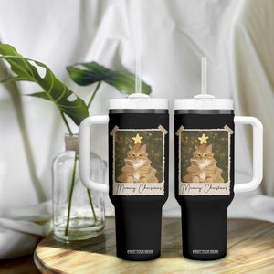 Meowy Christmas Tumbler With Handle Funny Cat Xmas Tree Retro Vintage Photo TS10 Print Your Wear