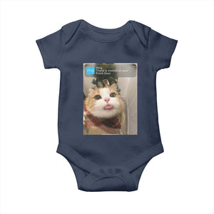 Funny Cat Christmas Baby Onesie Ring There is Motion at Your Front Door Meme Xmas Tree TS10 Navy Print Your Wear